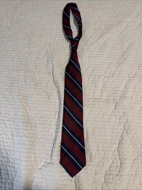 Boys 14/16 yo Burgundy and Navy Striped Tie
